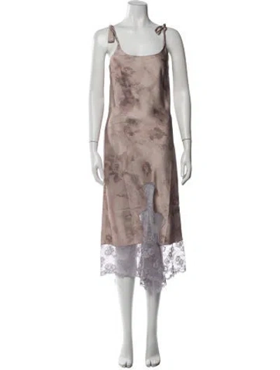 Pre-owned Collina Strada Floral Print Midi Length Dress W/ Tags In Pink