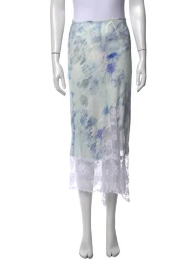 Pre-owned Collina Strada Floral Print Midi Length Skirt In Blue