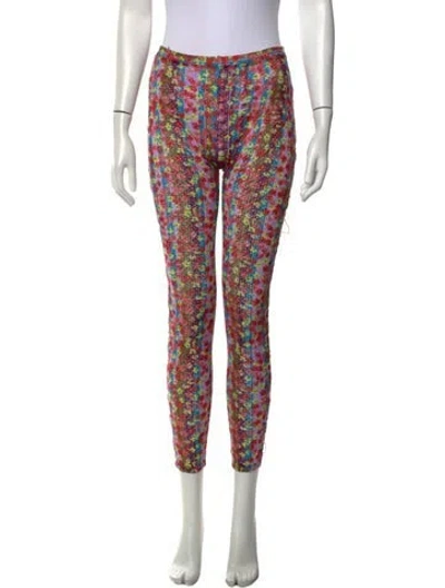 Pre-owned Collina Strada Floral Print Skinny Leg Pants In Multicolor