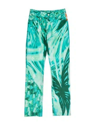 Pre-owned Collina Strada Floral Print Straight Leg Pants W/ Tags In Blue
