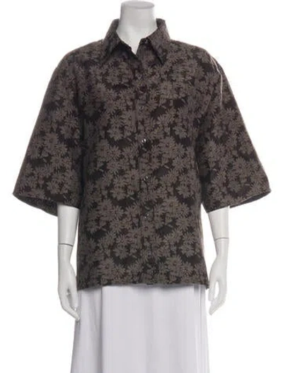 Pre-owned Collina Strada Floral Print Three-quarter Sleeve Button-up Top In Multicolor