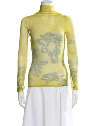 Pre-owned Collina Strada Floral Print Turtleneck Top In Yellow