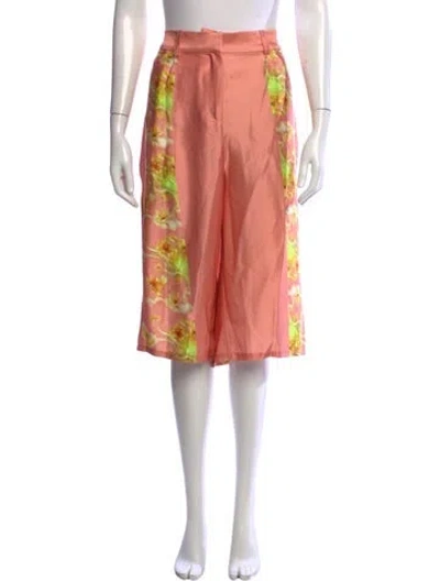 Pre-owned Collina Strada Floral Print Wide Leg Pants In Orange