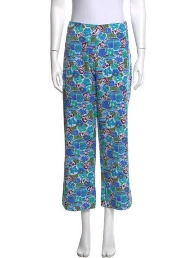 Pre-owned Collina Strada Floral Print Wide Leg Pants W/ Tags In Blue