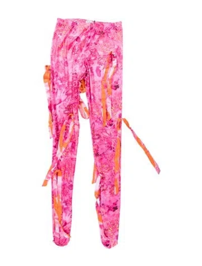 Pre-owned Collina Strada Floral Print Wide Leg Pants W/ Tags In Pink