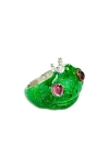 Collina Strada Frog Prince Recycled Pewter Ring In Glitter Green