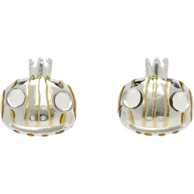 Collina Strada Frog Prince Stud Earrings In Gold Stripe