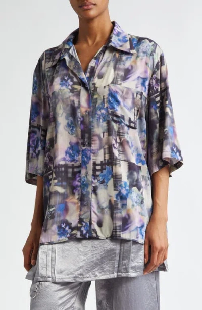 Collina Strada Garden Blur Market Shirt In Navy Garden Blur