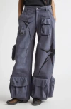 Collina Strada Garden Oversize Cotton Cargo Pants In Charcoal