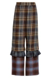 Collina Strada Geranium Triple Plaid Trousers In Brown