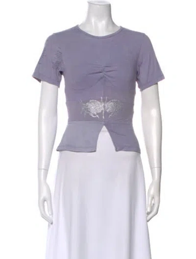 Pre-owned Collina Strada Graphic Print Crew Neck Crop Top In Purple