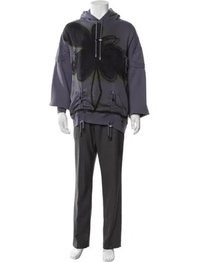 Pre-owned Collina Strada Graphic Print Crew Neck Hoodie In Gray