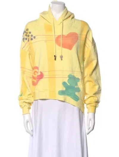 Pre-owned Collina Strada Graphic Print Crew Neck Hoodie In Yellow