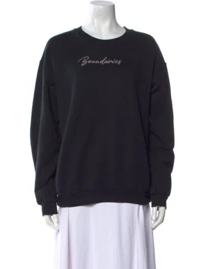 Pre-owned Collina Strada Graphic Print Crew Neck Sweater In Black