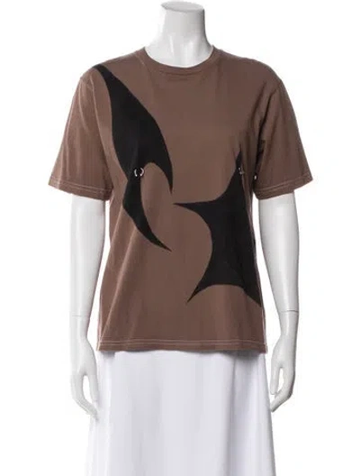 Pre-owned Collina Strada Graphic Print Crew Neck T-shirt In Brown