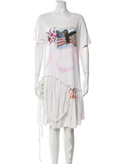 Pre-owned Collina Strada Graphic Print Mini Dress In White