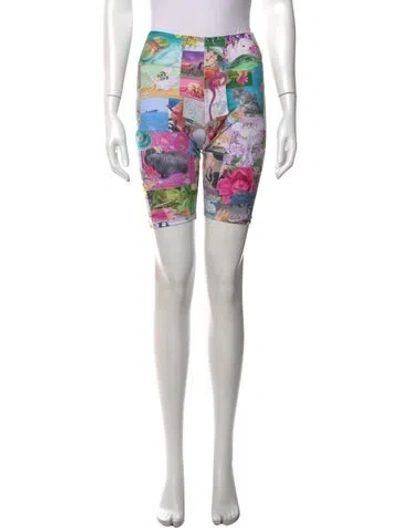 Pre-owned Collina Strada Graphic Print Mini Shorts In Purple