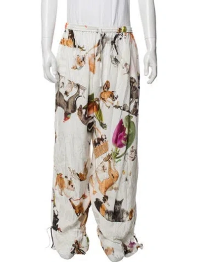 Pre-owned Collina Strada Graphic Print Pants In White