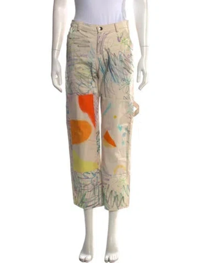 Pre-owned Collina Strada Graphic Print Straight Leg Pants In Neutrals