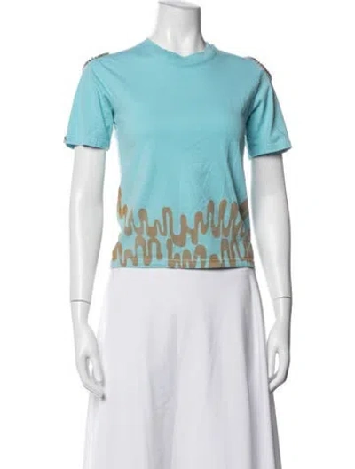 Pre-owned Collina Strada Graphic Print V-neck T-shirt In Blue/white