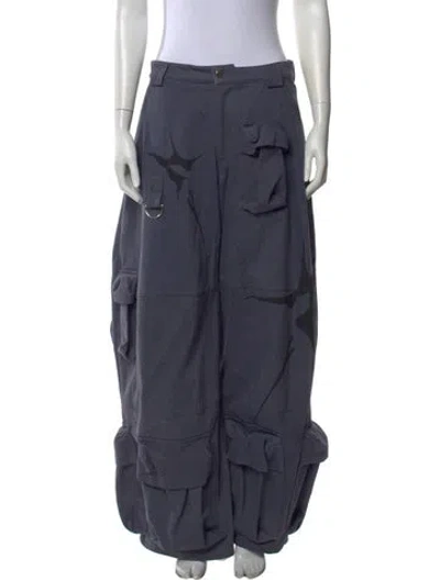 Pre-owned Collina Strada Graphic Print Wide Leg Pants In Blue