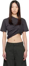 Collina Strada Gray Clover T-shirt In Black