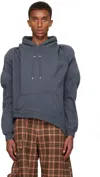 Collina Strada Gray 'cs Gym' Muscle Wave Hoodie In Charcoal Cs Gym
