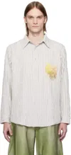 Collina Strada Gray Flower Drip Convention Shirt In Stone Flower Drip