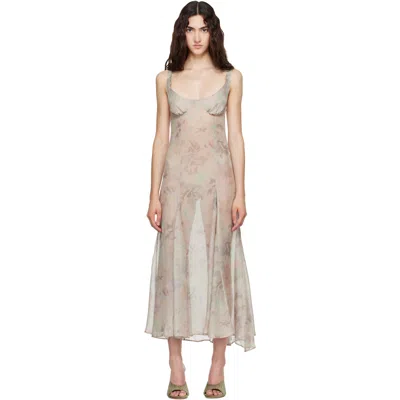 Collina Strada Gray Pamela Slip Midi Dress In Green