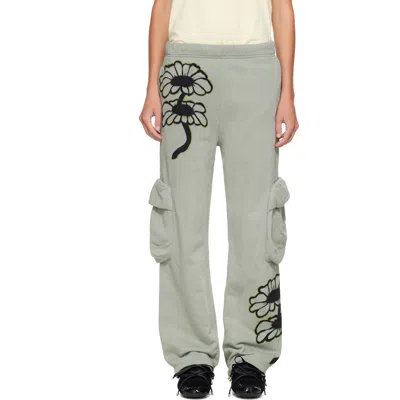 Collina Strada Green Cargo Sweatpants In Olive Twin Flowers