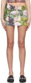 Collina Strada Wave Floral Print Cotton Mini Skirt In Cabbage Patch