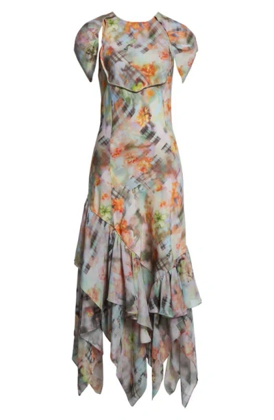 Collina Strada Hillary Cap Sleeve Tiered Ruffle Dress In Garden Blur