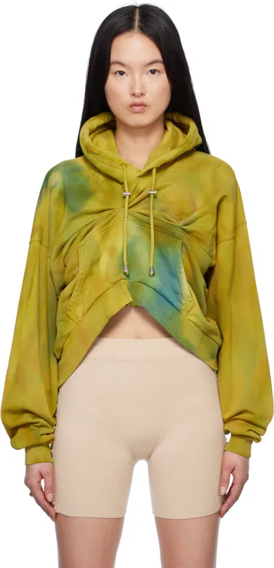 Collina Strada Khaki Draped Hoodie In Sea Moss