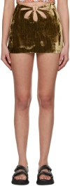 Collina Strada Khaki Flower Miniskirt In Moss