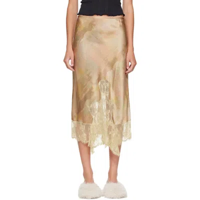 Collina Strada Khaki Hiss Midi Skirt In Brown