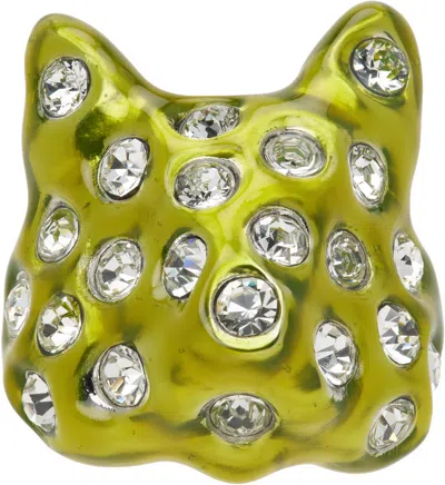 Collina Strada Khaki Puffy Bunny Ring In Lime