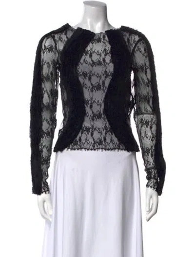 Pre-owned Collina Strada Lace Pattern Crew Neck Top In Black