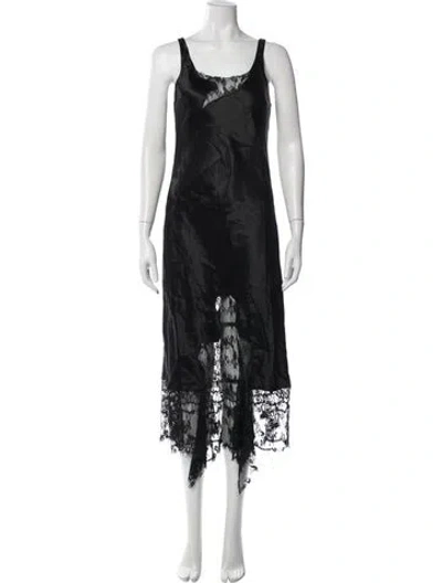 Pre-owned Collina Strada Lace Pattern Midi Length Dress In Black
