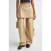 Collina Strada Lawn Plaid Skirt Overlay Cargo Pants In Neutral