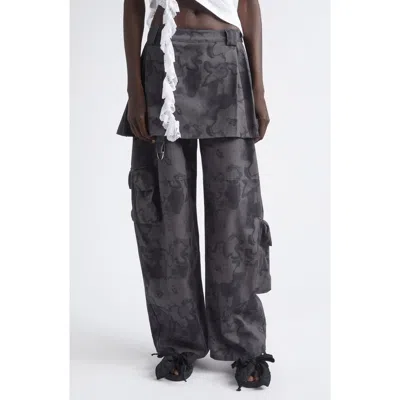 Collina Strada Lawn Plaid Skirt Overlay Cargo Pants In Blue
