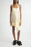 Collina Strada Lily Patchwork Asymmetric Shift Dress In Neutral