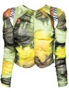 Collina Strada Delilah Gathered Silk Crop Top In Yellow