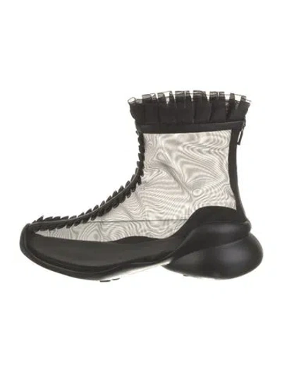 Pre-owned Collina Strada Mesh Lace-up Boots W/ Tags In Black