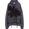 Collina Strada Midnight Flower Drawstring Detail Cotton Hoodie In Midnight Flower Pot