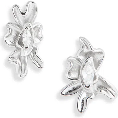 Collina Strada Mini Molten Flower Earrings In Metallic