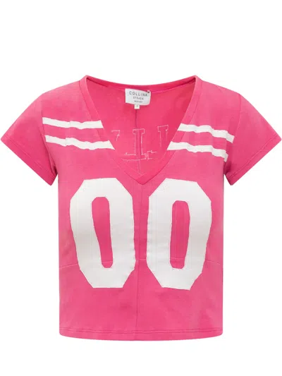 Collina Strada Mini T-shirt With Unique Design In Hot Pink