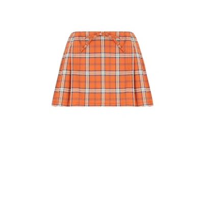 Collina Strada Check Cotton Mini Skirt In Orange