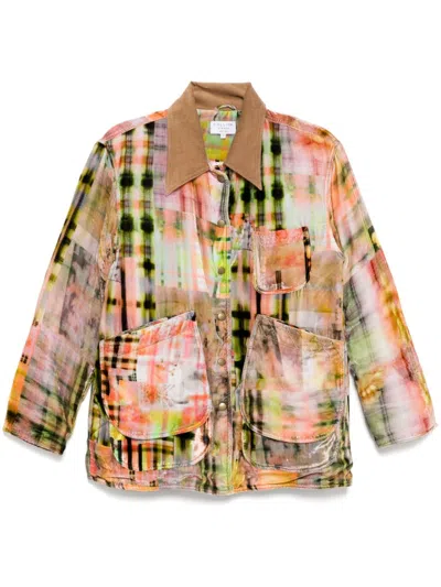 Collina Strada Multi Plaid Stable Jacket In Orange