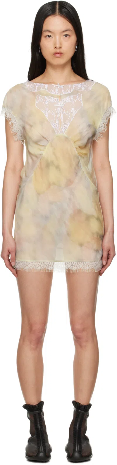 Collina Strada Multicolor Waterlily Minidress In Washed Ocean Flowers