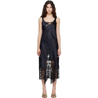 Collina Strada Navy & Black Anemone Midi Dress